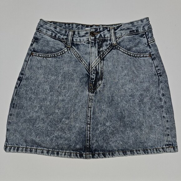 Stradivarius Stone Washed Denim Short Skirt Mini Jean USA Size 4 y2k - Picture 1 of 7